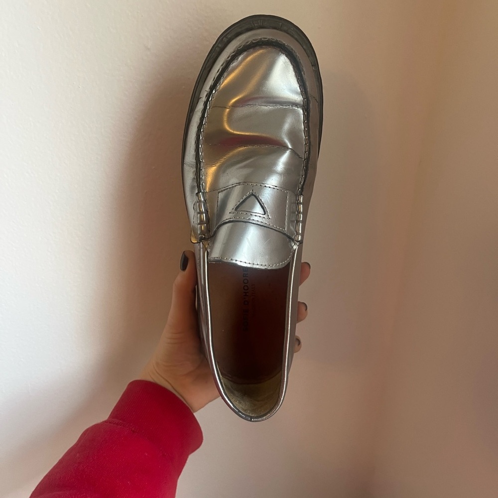 Sofie D’Hoore Silver Loafers with Vibram Soles